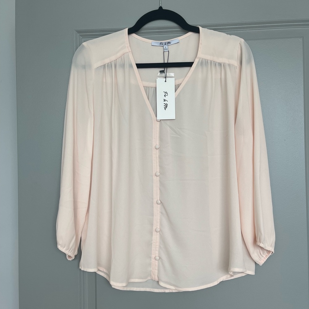 *Brand New* With tags. Pink/Peach Blouse.